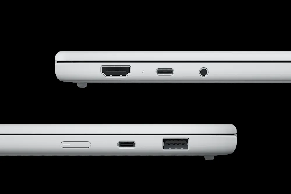 HDMI、USB-C、USB-A、イヤホンジャックなど側面端子